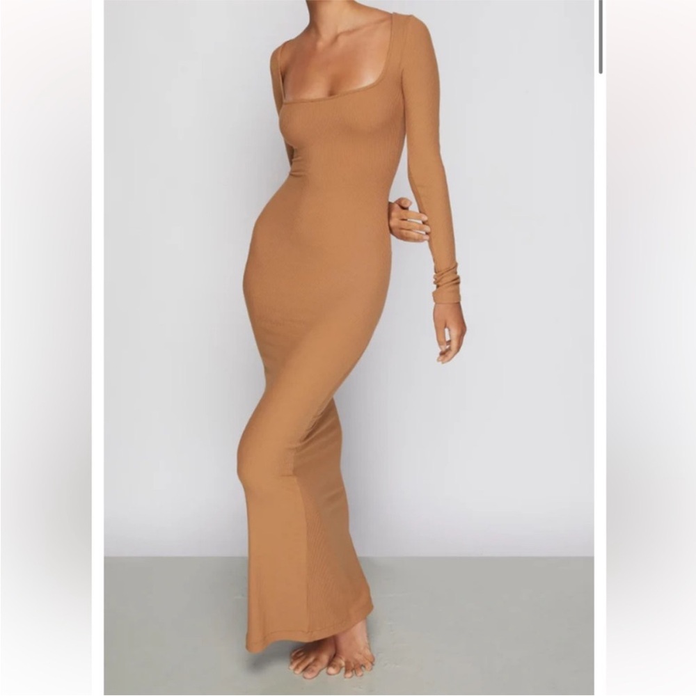 SKIMS Tan Long Sleeve Dress